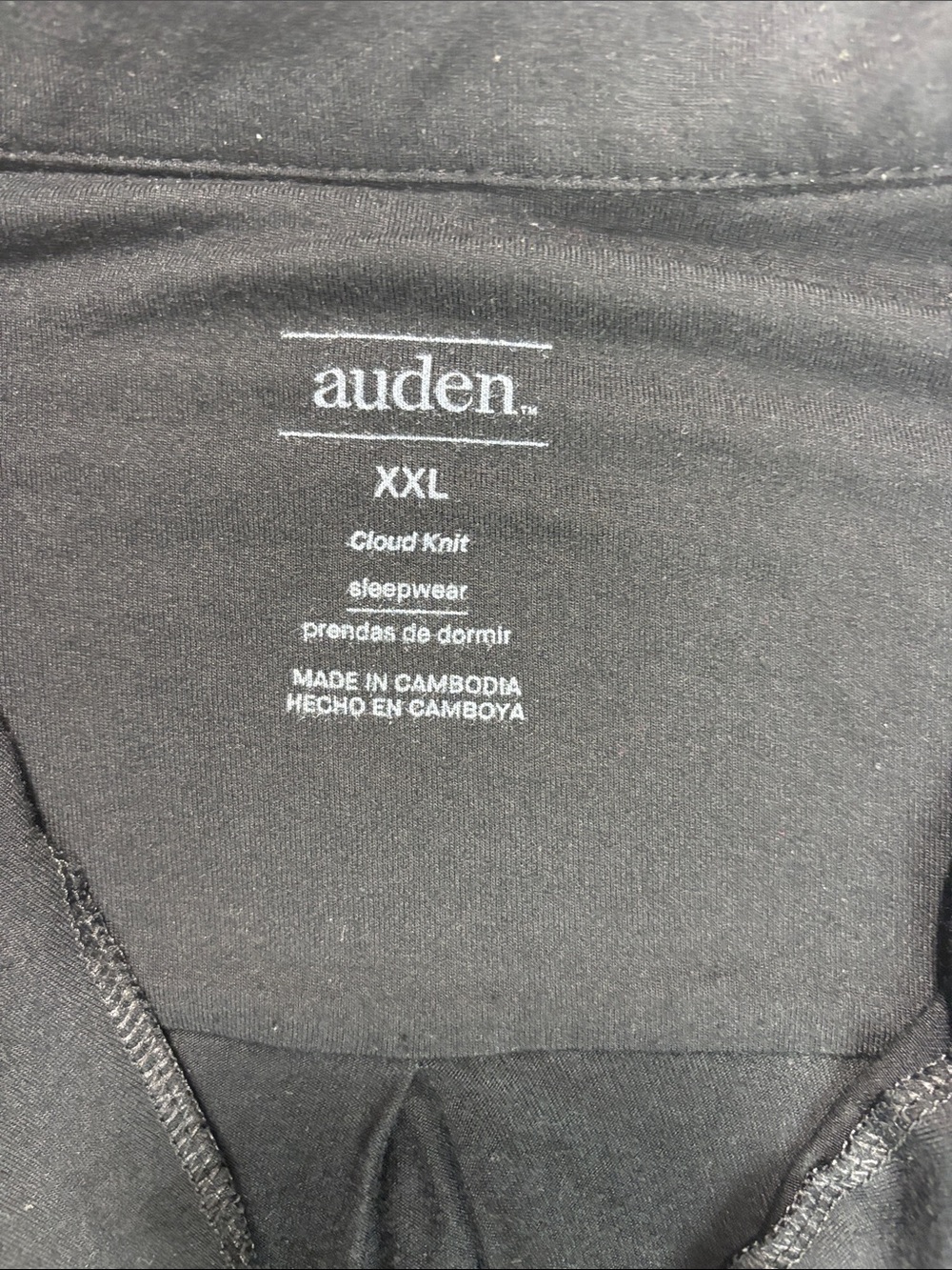 Auden Black Longline Modal Nightshirt Button Down White Piping XXL - Picture 2 of 7